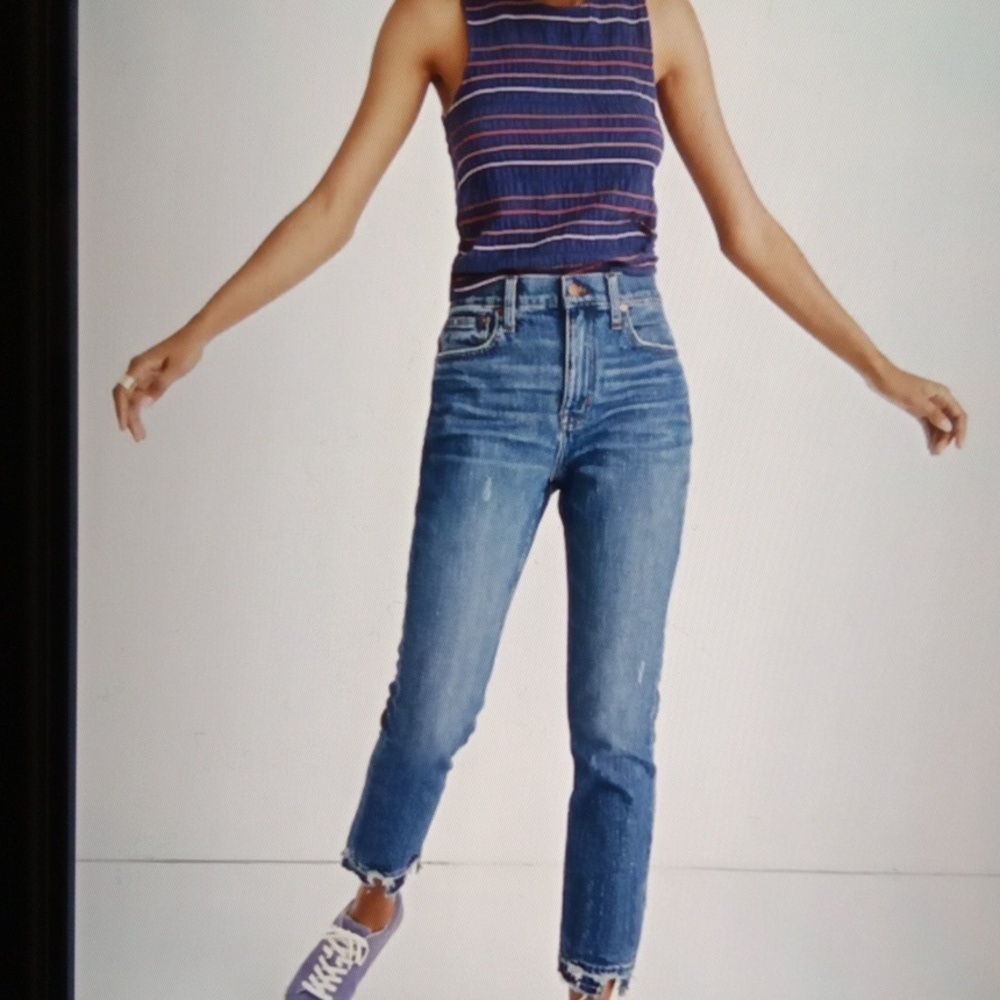 Madewell The High Rise Slim Boyfriend Melbourne Wash Cropped Womens 32